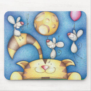 Mousepad Arte Lunática Adorável de Gato e Rato