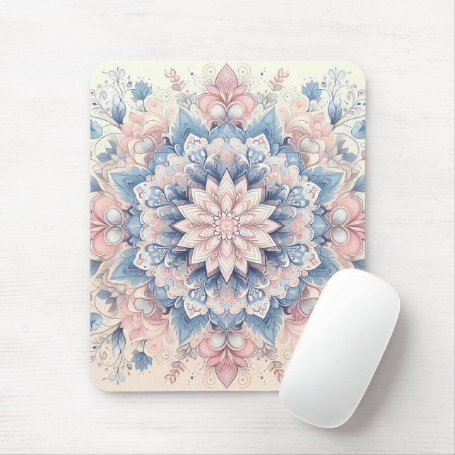 Mousepad Arte Mandala Arabesco Pastel (Com mouse)