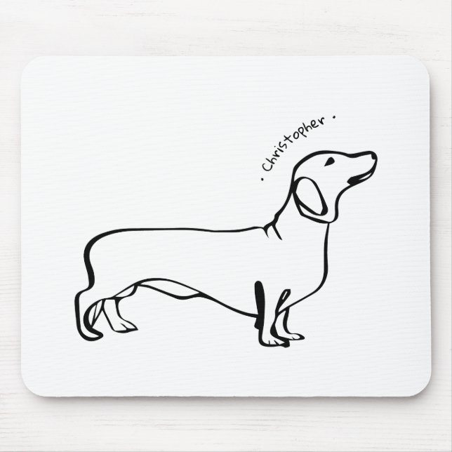 Mousepad Arte Minimalista Dachshund - Seu Texto, Seu Estilo (Frente)