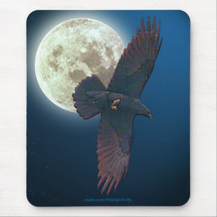 Mousepad Arte mística de Raven e fantasia de lua