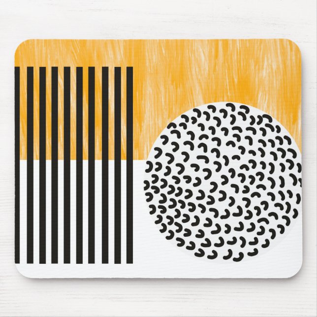 Mousepad Arte Moderna de Meio século Laranja e Preto (Frente)