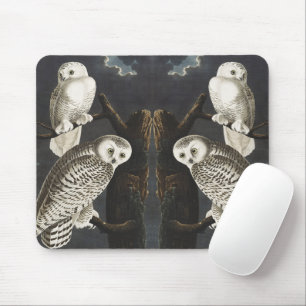 Mousepad Arte Noturna de Ave Noturna da Coruja da Neve Vint