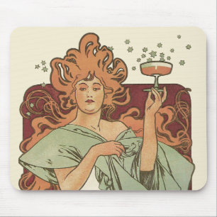 Mousepad Arte Nouveau do vintage por Mucha, partido de