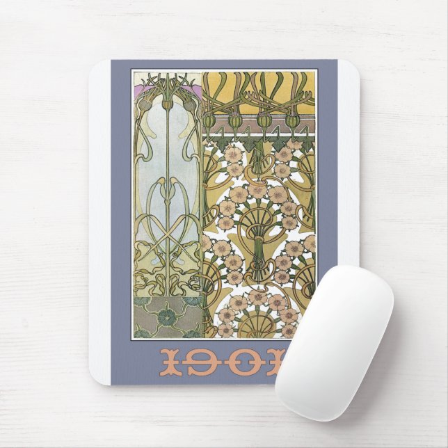 Mousepad Arte nouveau flores alfanuméricas mucha arte flora (Com mouse)