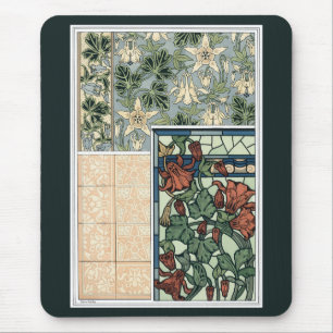 Mousepad Arte Nova Antiga, Flores Columbine Aquilegia