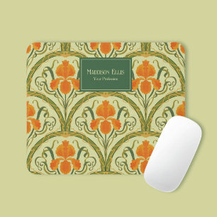 Mousepad Arte Nova Floral Verde Feminina Empresarial