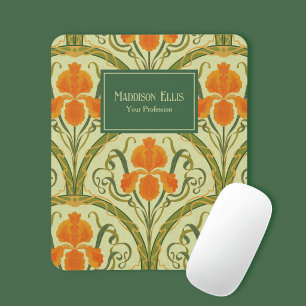 Mousepad Arte Nova Floral Verde Feminina Empresarial