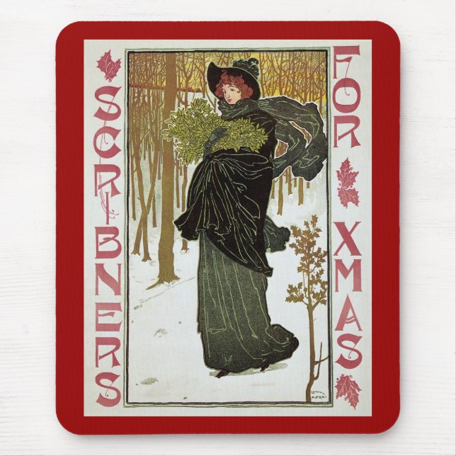 Mousepad Arte Nova Natal Antigo Capa da Scribners 1895 (Frente)