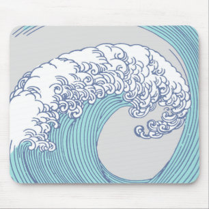 Mousepad Arte Oceânica Onda Surf Japonês