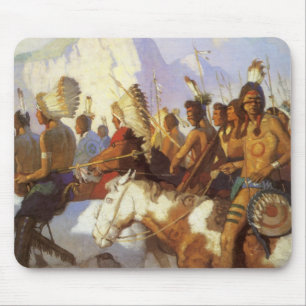 Mousepad Arte Ocidental Vintage, Indian War Party por NC Wy