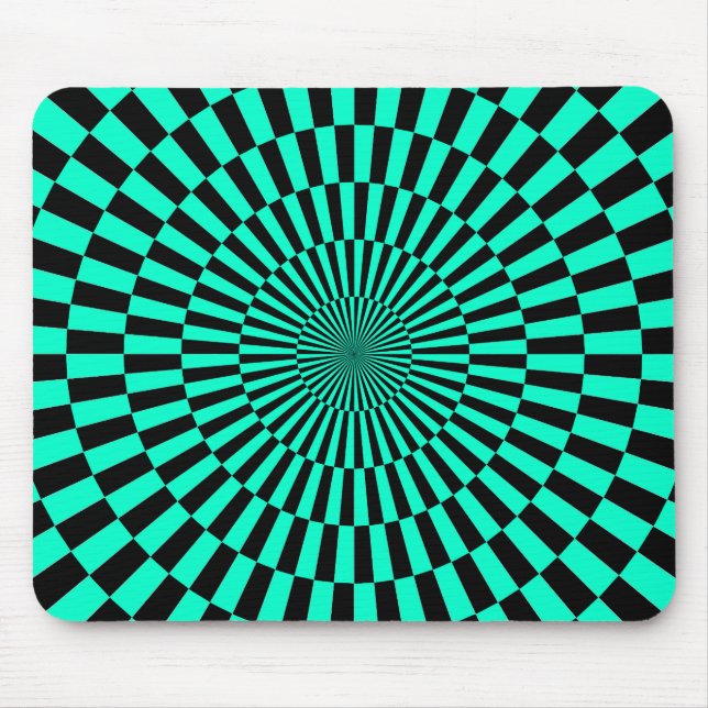 Mousepad Arte Op - Turquesa e Preto (Frente)