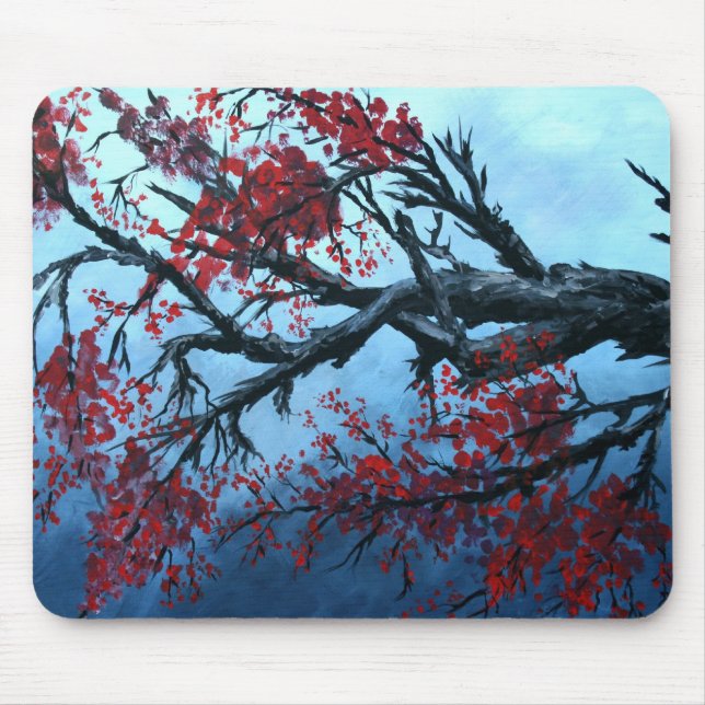 Mousepad arte oriental da árvore japonesa da flor da flor (Frente)