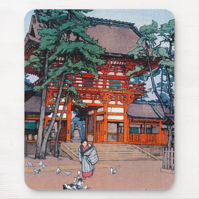 Mousepad Arte oriental legal do cenário da vila de Yoshida (Frente)