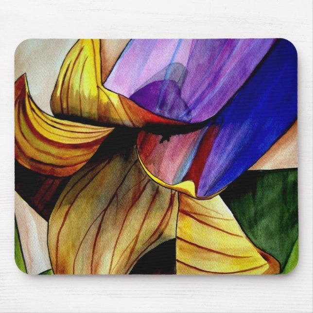 Mousepad Arte original em aquarela da flor Fritillart roxa (Frente)
