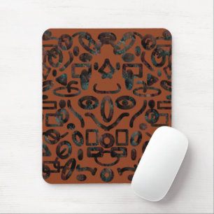 Mousepad Arte-Padrão de Quadro de Rosto Feliz Tribal Nativo