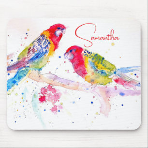 Mousepad Arte papagaio Mola Aquarela Pintura Vermelha Cor A