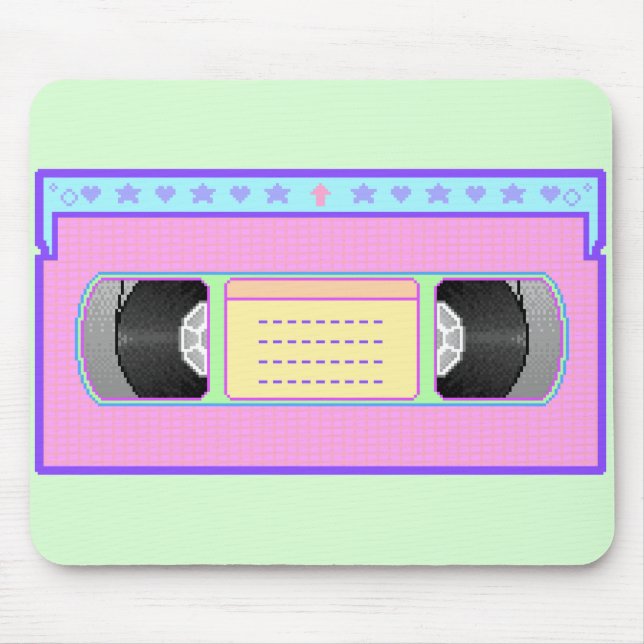 Mousepad Arte Pastel do pixel do vaporwave de VHS do kawaii (Frente)