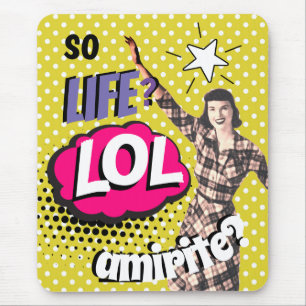 Mousepad Arte Pop de Quadrinhos Retro Senhora Engraçada