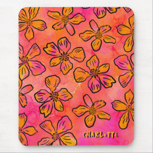 Mousepad Arte Pop Floral Rosa Personalizada
