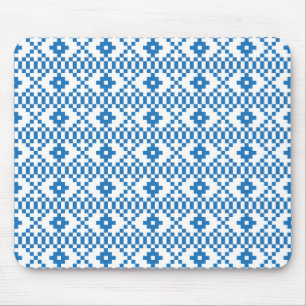 Mousepad Arte popular tribal e azul letã e branca