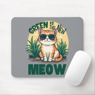 Mousepad Arte Retro da Natureza do Gato Legal "Verde é o No
