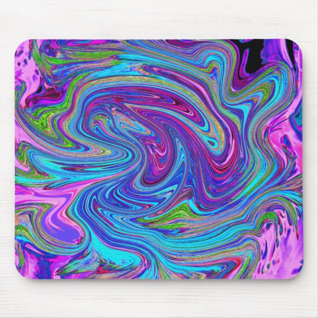 Mousepad Arte retrógrada Abstrato de Groovas Azul, Rosa e P (Frente)