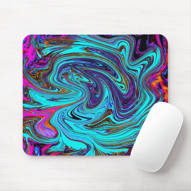 Mousepad Arte retrógrada de Abstrato de esmeril azul-aqua e (Com mouse)