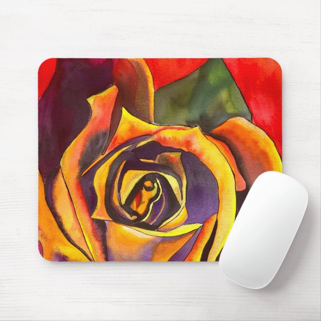 Mousepad Arte Rosa Dourada (Com mouse)