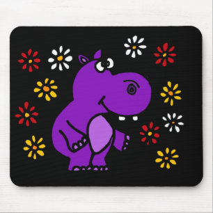 Mousepad Arte roxa XY do hipopótamo e das margaridas