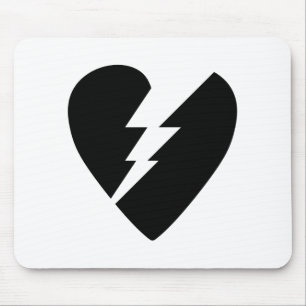 Mousepad Arte vetorial de coração partido a preto e branc