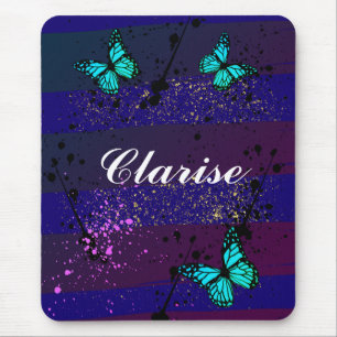 Mousepad Arte vibrante de cor da efêmera roxa