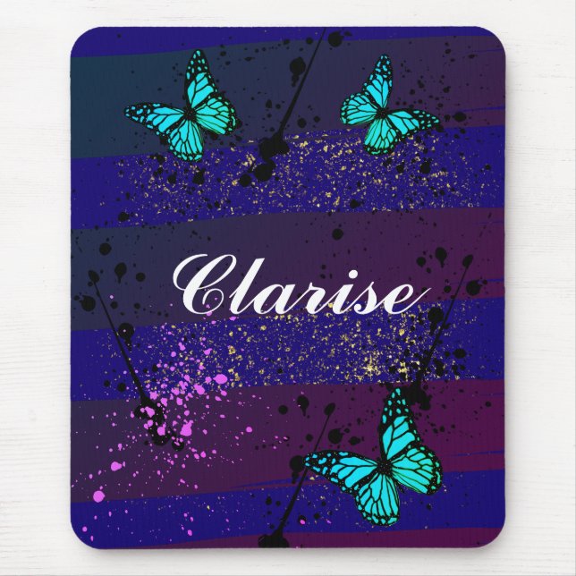 Mousepad Arte vibrante de cor da efêmera roxa (Frente)