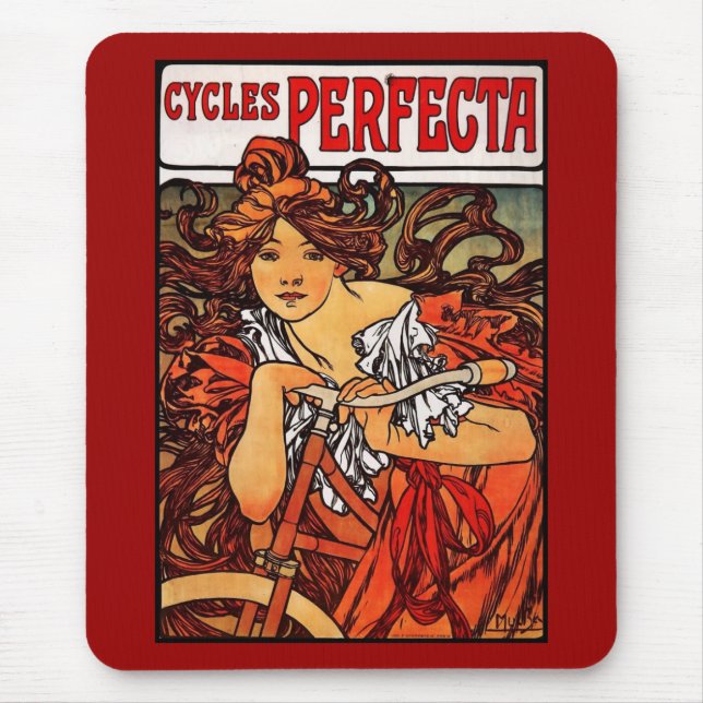 Mousepad Arte Vintage Alfons Mucha 1902 Ciclos (Frente)