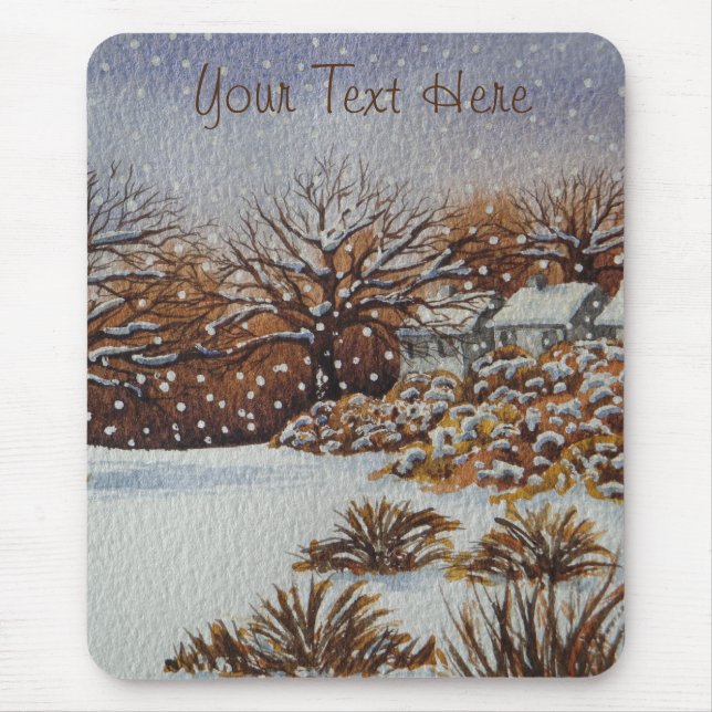 Mousepad Artes rurais de Natal arte em cena de neve (Frente)