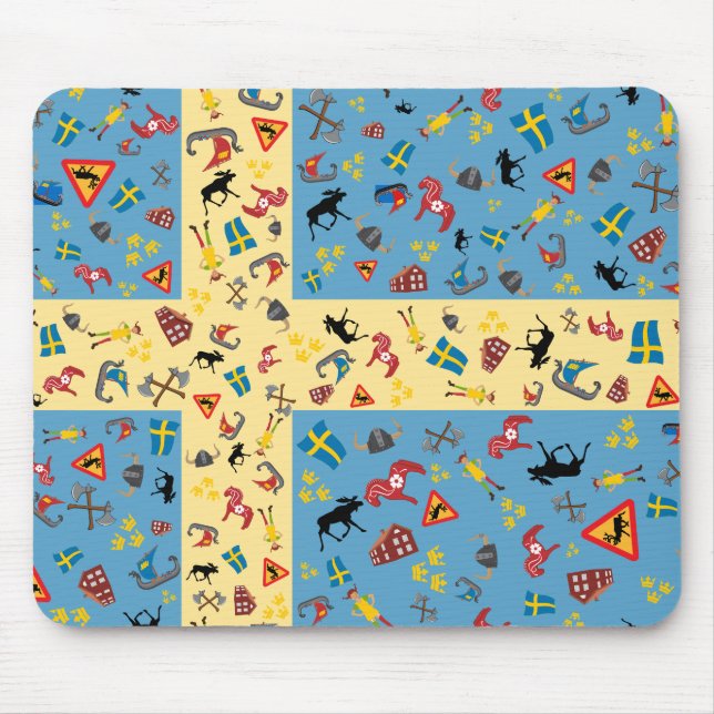 Mousepad Artigos suecos da cultura com bandeira (Frente)