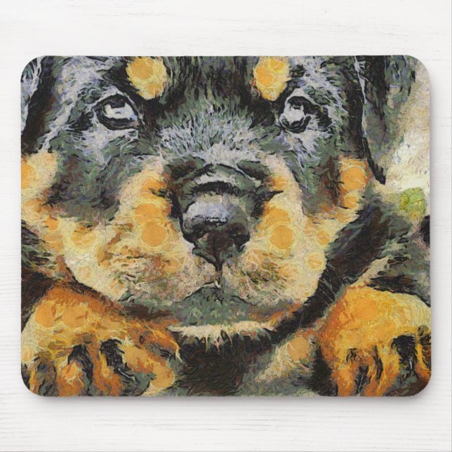 Mousepad Artístico Rottweiler Puppy Retrato (Frente)