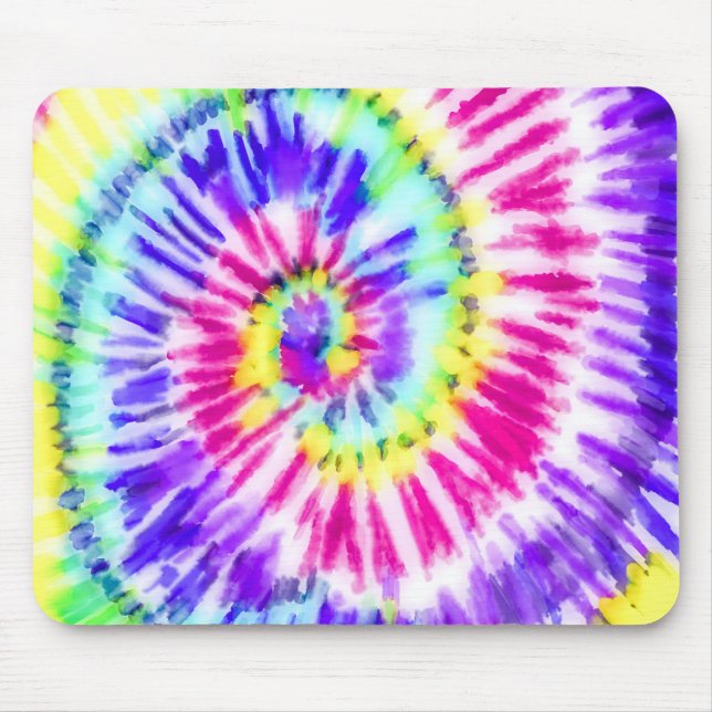 Mousepad Artsy Neon Rainbow Tie Dye Watercolor Patterno (Frente)
