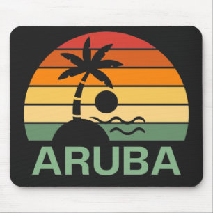 Mousepad Aruba Vintage Palm Trees Summer Beach