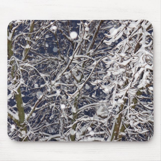 Mousepad Árvore Blizzard com Foto de Ramificações Cobertas  (Frente)