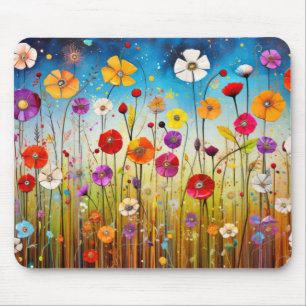 Mousepad Árvore Colorida de Conceito de Poppy Flor Selvagem