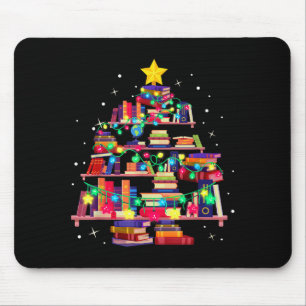 Mousepad Árvore da Biblioteca de Natal Amor Leitura Livros