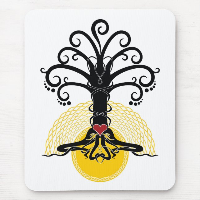 Mousepad Árvore da magia negra com coração vermelho nele (Frente)