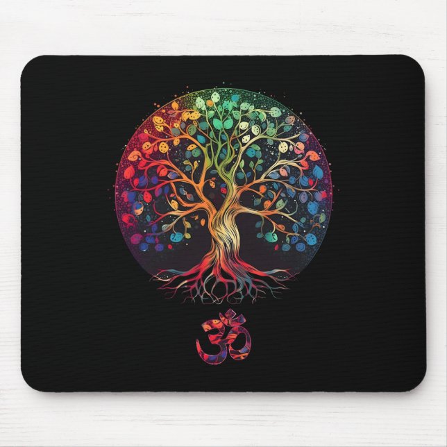 Mousepad Árvore Da Vida Com Símbolo Om Yoga  (Frente)