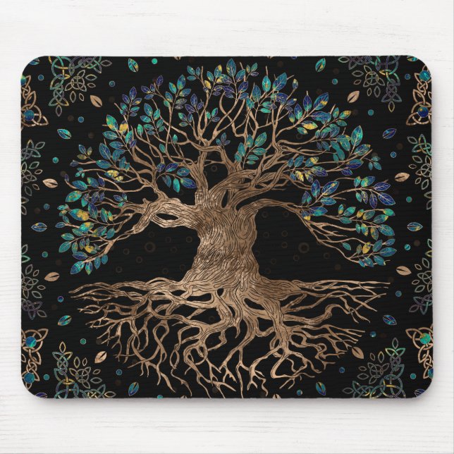 Mousepad Árvore da vida - Ouro de iggdrasil e ornamento de  (Frente)