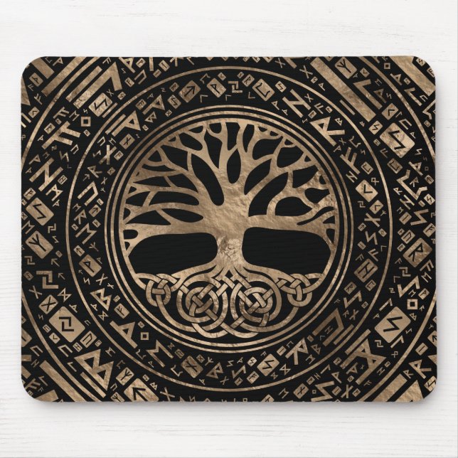 Mousepad Árvore da vida - Padrão Runic de Yggdrasil (Frente)