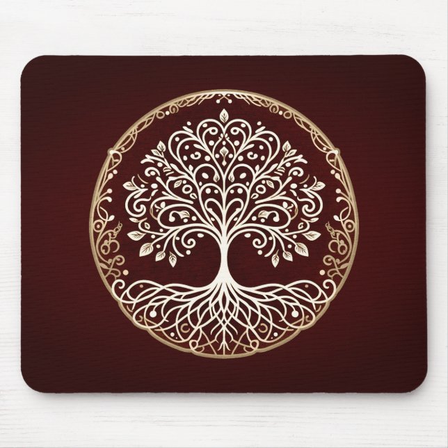 Mousepad Árvore da Vida Rústica Vermelho Escuro Celta (Frente)
