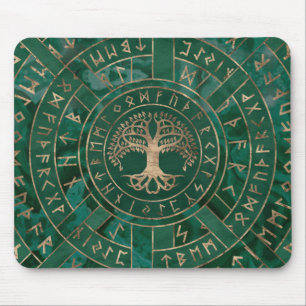 Mousepad Árvore da vida - Yggdrasil e Futhark - Malachite