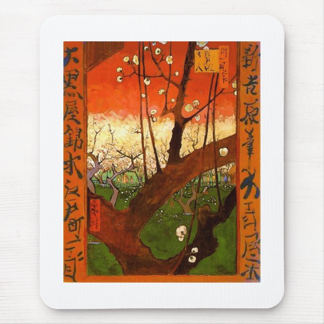 Mousepad Árvore de ameixa florescente (Hiroshige) Van Gogh  (Frente)