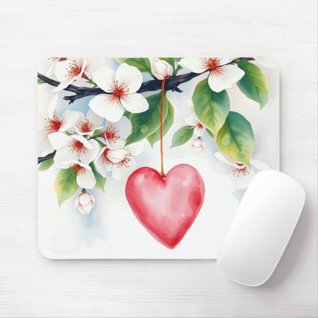 Mousepad Árvore De Caranguejo De Aquarela Com Coração (Com mouse)