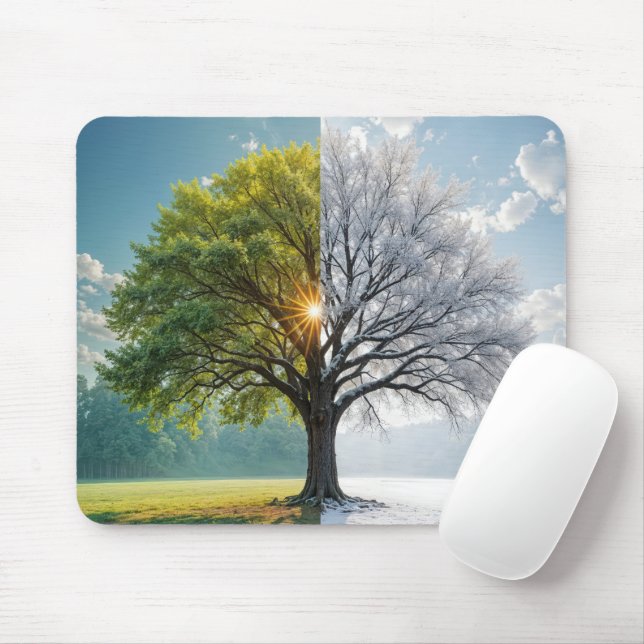Mousepad Árvore De Carvalho Em Duas Estações (Com mouse)